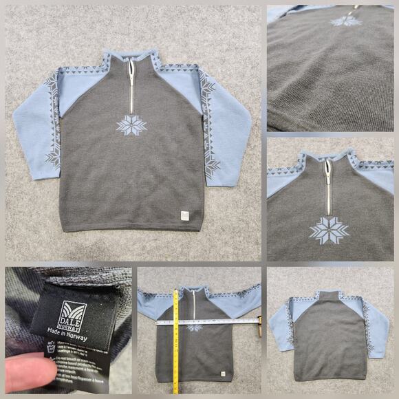 Dale of Norway Sweater Girls Youth 6 Wool Half Zip Pullover Snowflake Nordic - Picture 1 of 13